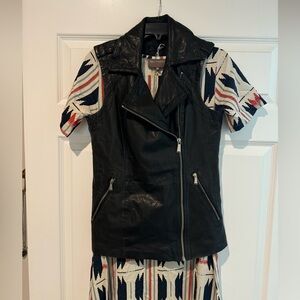 Aqua soft black leather moto biker vest. Size XS fits like S/M.